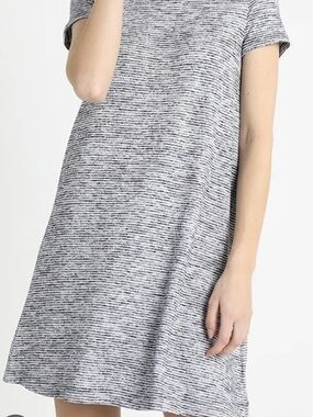 GAP Heather Gray And Dark Blue Striped Mini Shift Dress